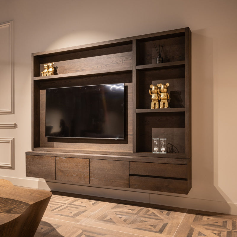 TV-Schrank Lachance braun, 3 Türen & 2 Schubladen, Eichenfurnier