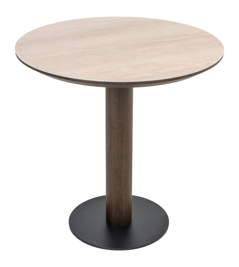 Richmond Bistro-Tisch Ritz rund 75 cm Travertin-Keramik Eichenfurnier