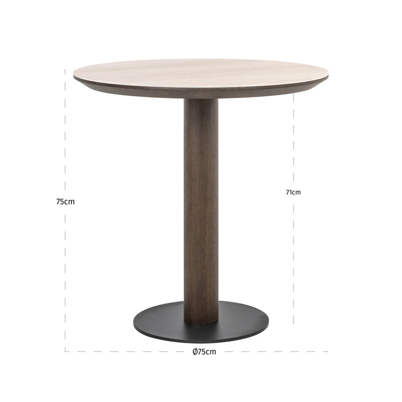 Richmond Bistro-Tisch Ritz rund 75 cm Travertin-Keramik Eichenfurnier