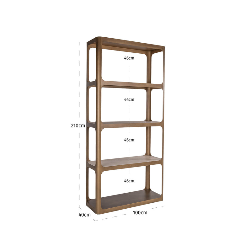 Vitrine Claridge in Gold Antique - Standvitrine mit Glasregalen