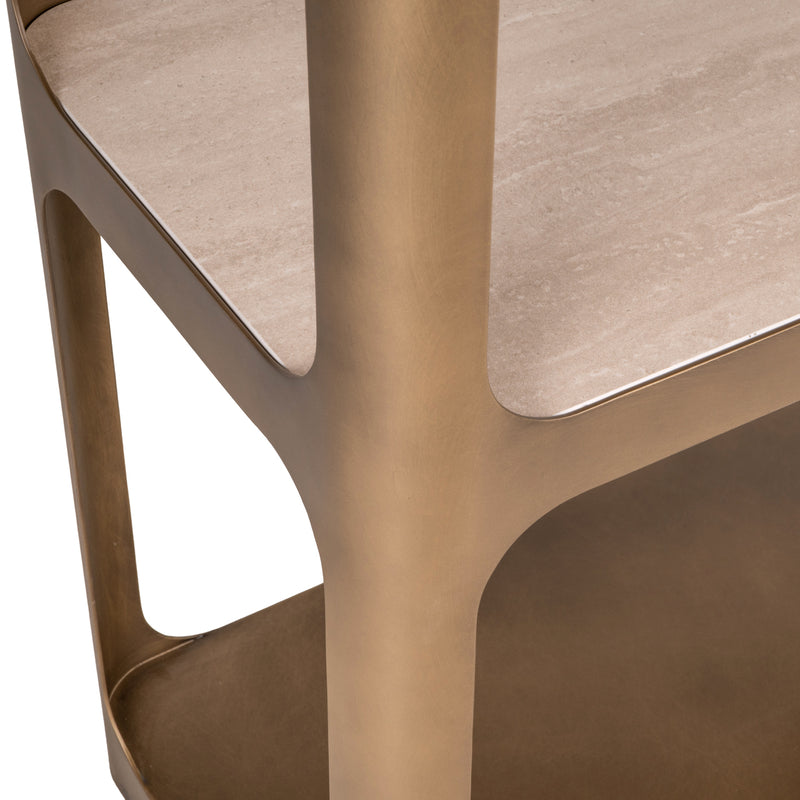 Vitrine Claridge in Gold Antique - Standvitrine mit Glasregalen