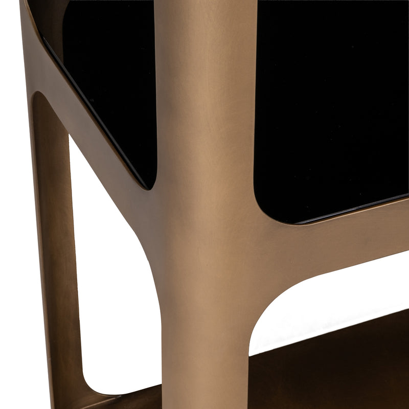Vitrine Claridge in Gold Antique - Standvitrine mit Glasregalen
