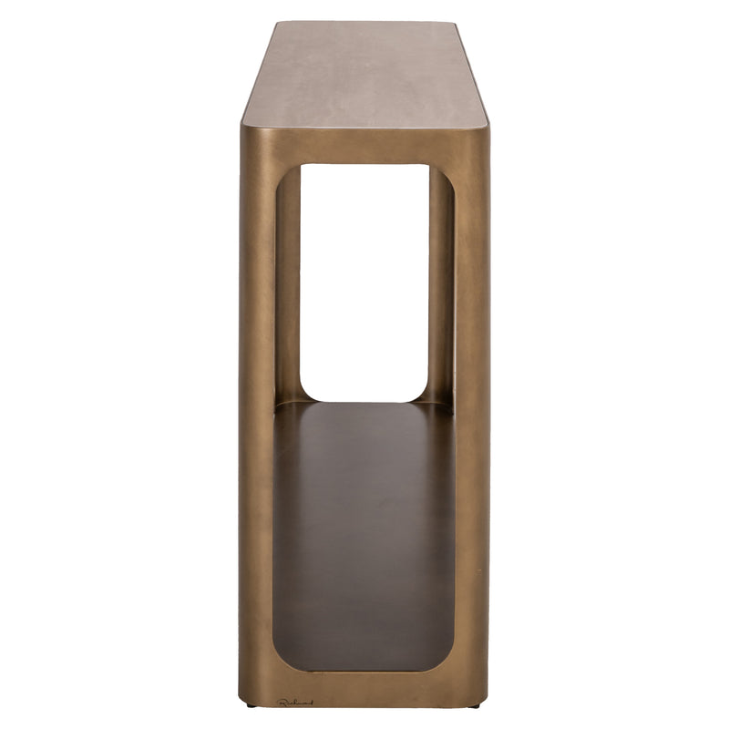 Konsole Claridge beige – Wendeplatte Keramik-Travertin & Glas, 140 cm
