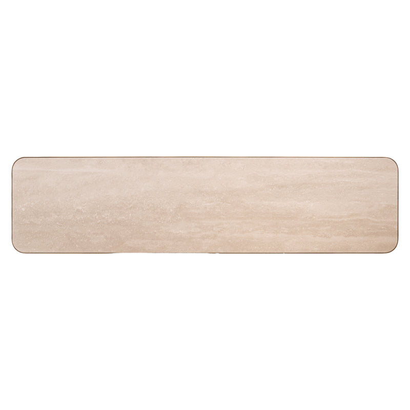 Konsole Claridge beige – Wendeplatte Keramik-Travertin & Glas, 140 cm