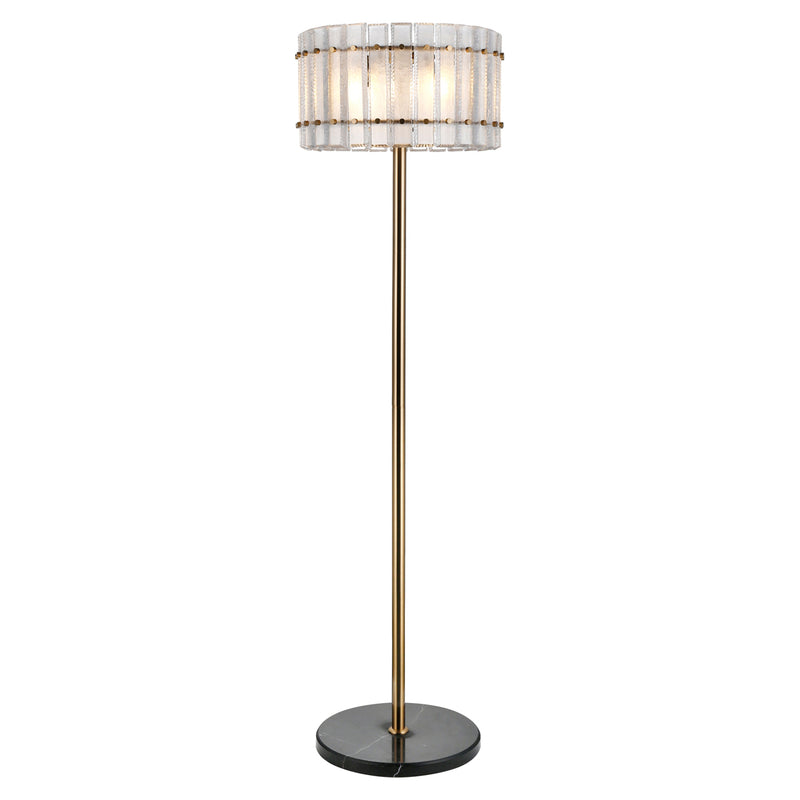 Stehlampe Feline Antikmessing mit Marmorfuß, 168 cm, E14-Fassung