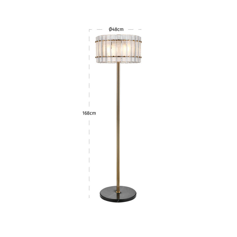 Stehlampe Feline Antikmessing mit Marmorfuß, 168 cm, E14-Fassung