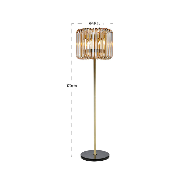 Stehlampe Channa Bronze – Eisen, Glas & Marmor, E14-Fassung