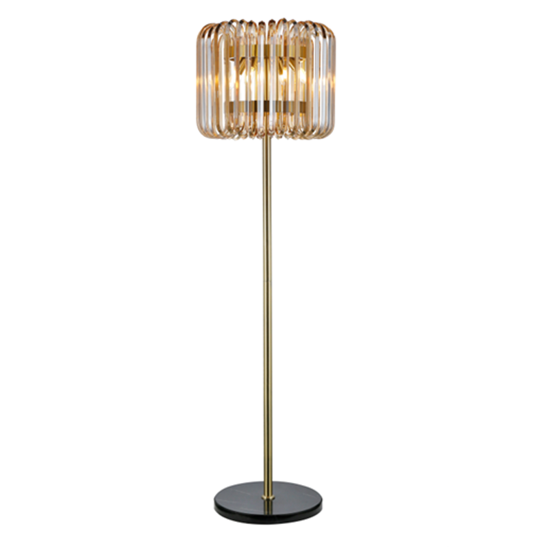 Stehlampe Channa Bronze – Eisen, Glas & Marmor, E14-Fassung