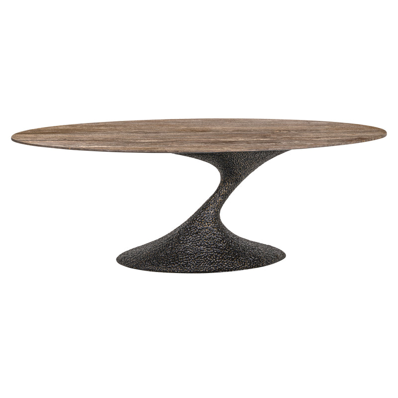 Esstisch Russo oval 235 cm, Travertin & Aluminium, ash brown