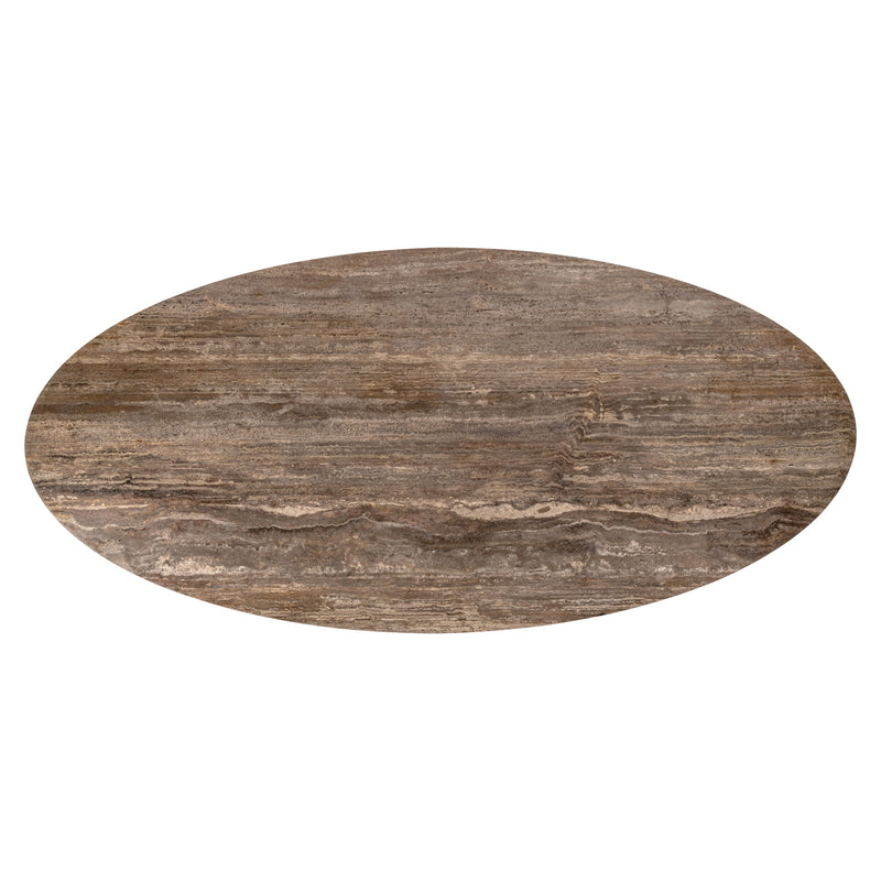 Esstisch Russo oval 235 cm, Travertin & Aluminium, ash brown