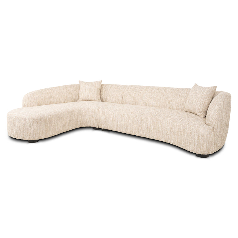 Sofa Pandora Lounge Left in Beige Angora – Skulpturales XXL-Loungesofa