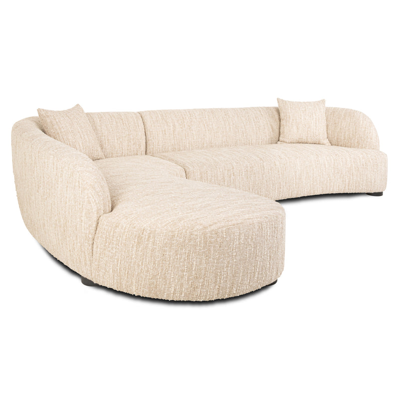 Sofa Pandora Lounge Left in Beige Angora – Skulpturales XXL-Loungesofa