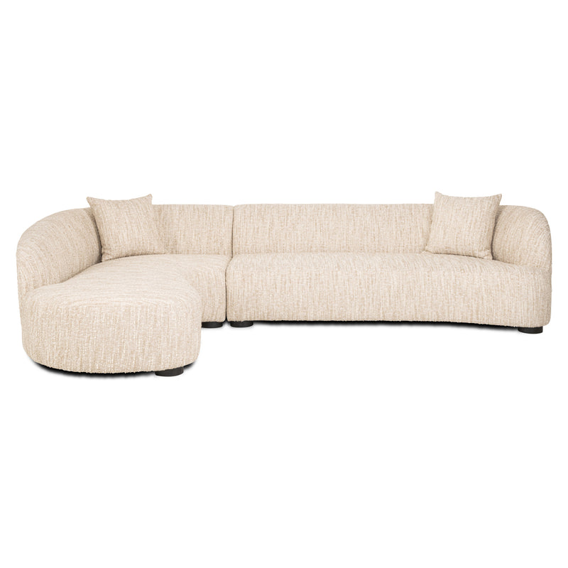 Sofa Pandora Lounge Left in Beige Angora – Skulpturales XXL-Loungesofa