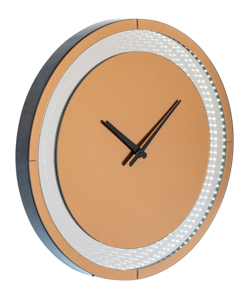 Wandlampe Julia braun – LED-Wanduhr mit Infinity-Spiegeleffekt