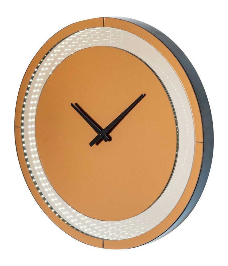 Wandlampe Julia braun – LED-Wanduhr mit Infinity-Spiegeleffekt