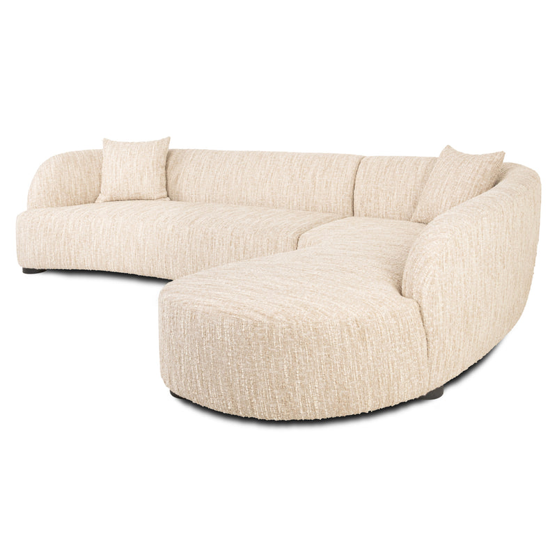 Richmond Sofa Pandora Lounge Right in Beige Angora, 320 cm