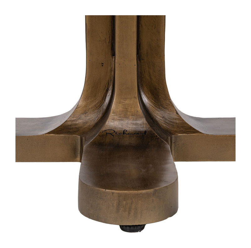 Bistro-Tisch Revelin dunkelbraun Ø75 cm, Mangoholz & goldenes Gestell
