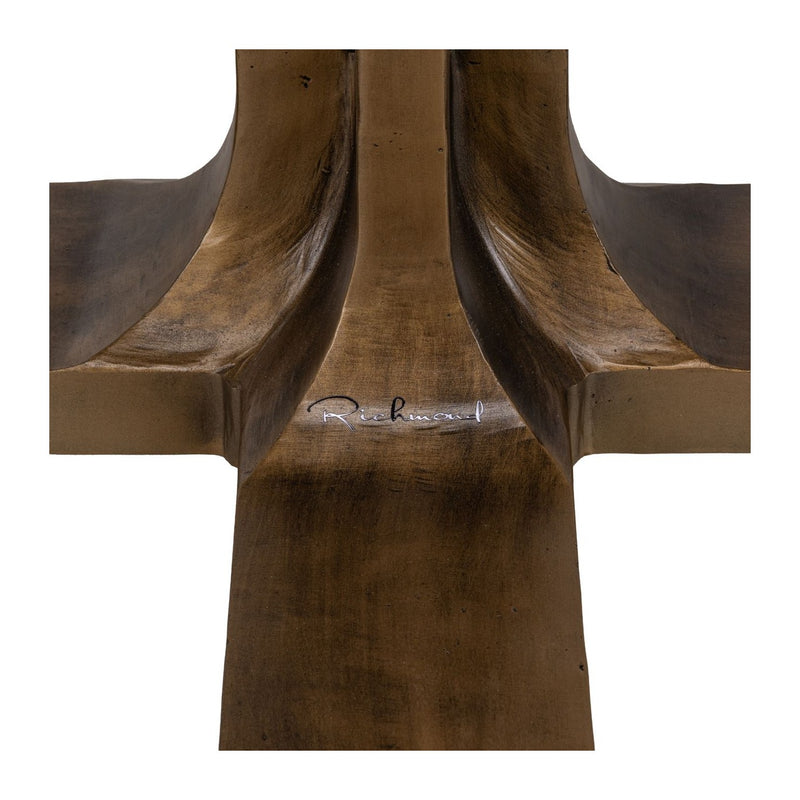 Bistro-Tisch Revelin dunkelbraun Ø75 cm, Mangoholz & goldenes Gestell