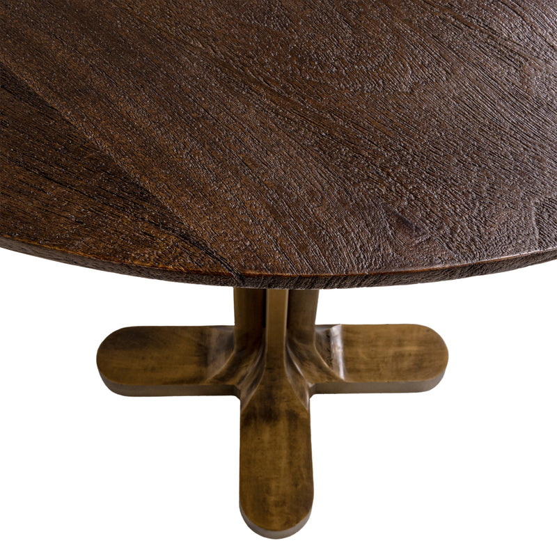 Bistro-Tisch Revelin dunkelbraun Ø75 cm, Mangoholz & goldenes Gestell