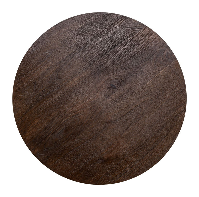 Bistro-Tisch Revelin dunkelbraun Ø75 cm, Mangoholz & goldenes Gestell