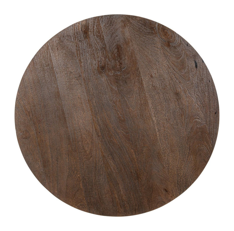 Bartisch Revelin Ø80 cm dark brown, Mangoholz mit Goldgestell
