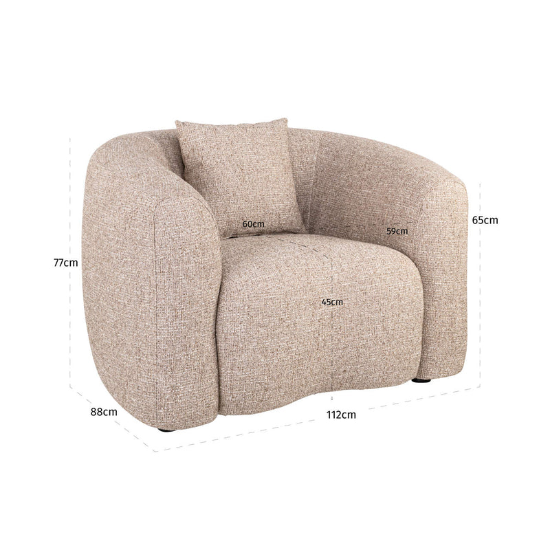 Lounge Stuhl Luxandra Sand Tweed mit Taschenfederkern Richmond