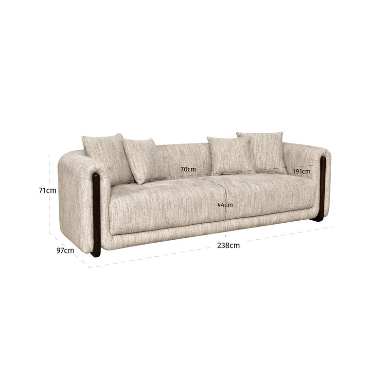 Sofa Winslov Natural Softweave – 3-Sitzer mit Eschenholz-Akzenten