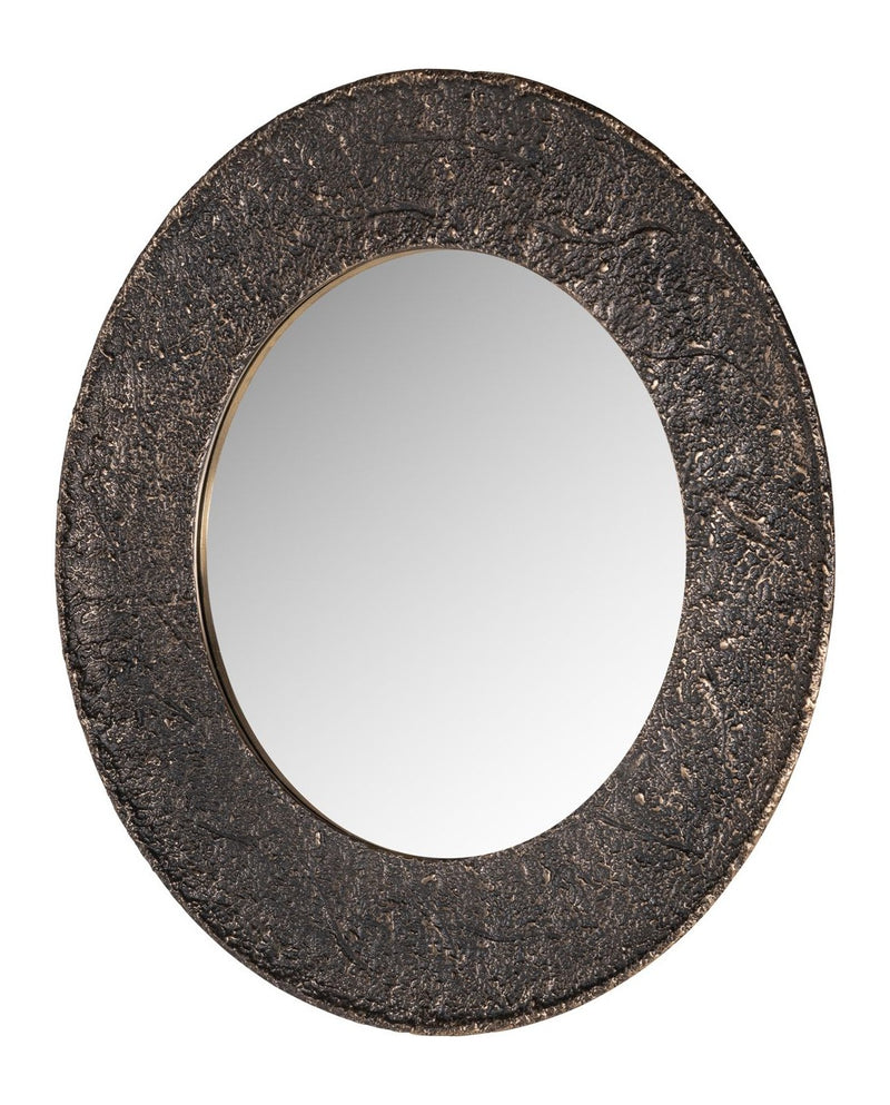 Spiegel Jamel Bronze – runder Wandspiegel Ø86 cm im schmalen Rahmen
