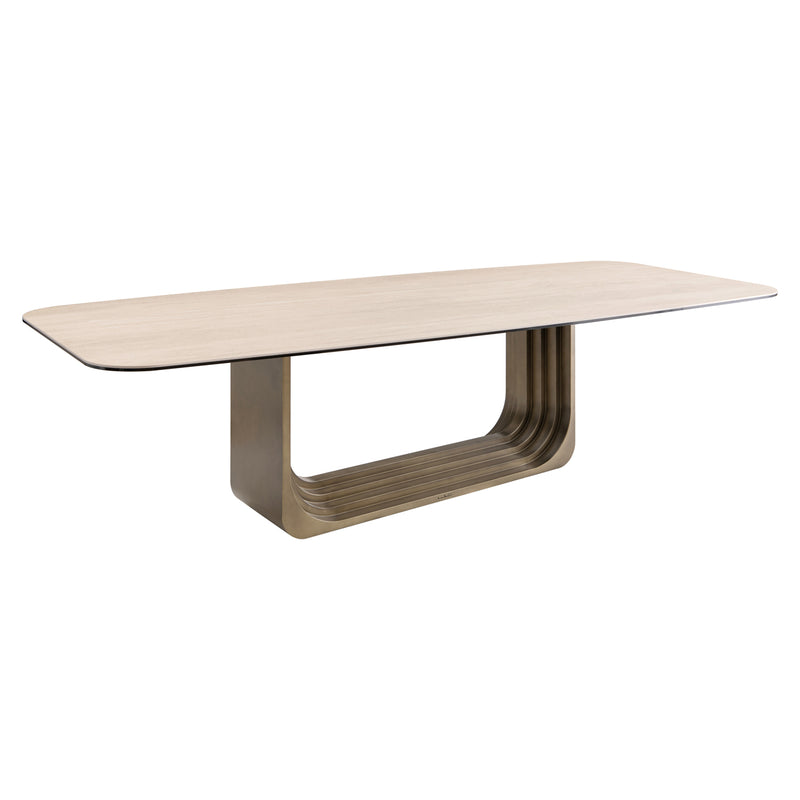 Esstisch Maxfield beige 300 cm – Keramikplatte, Eisengestell