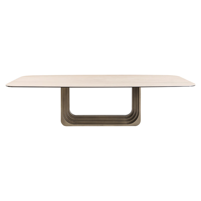 Esstisch Maxfield beige 300 cm – Keramikplatte, Eisengestell