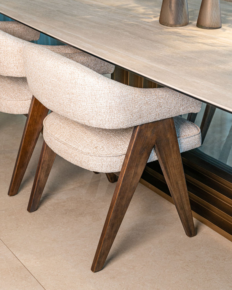 Esstisch Maxfield beige 300 cm – Keramikplatte, Eisengestell