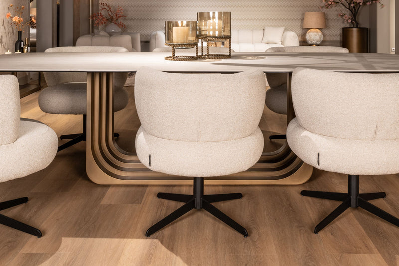 Esstisch Maxfield beige 300 cm – Keramikplatte, Eisengestell