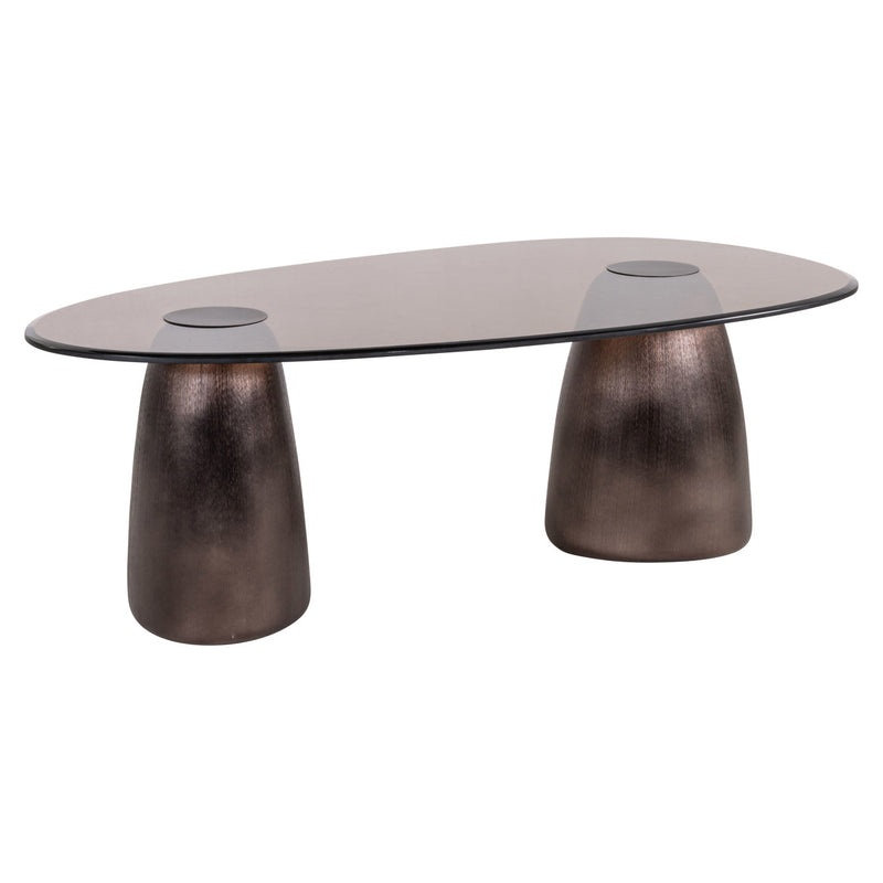 Richmond Couchtisch Hayden bronze oval – Aluminium & Glas, 127,5 cm