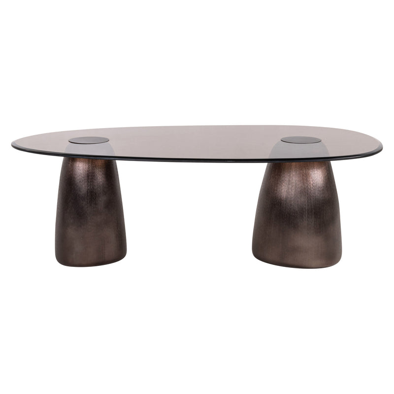Richmond Couchtisch Hayden bronze oval – Aluminium & Glas, 127,5 cm