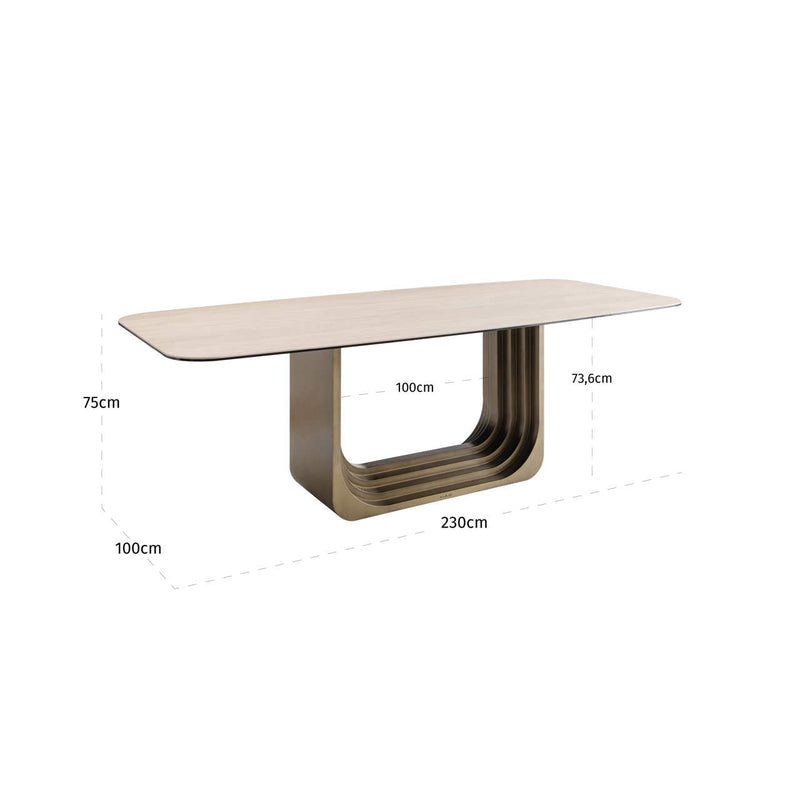 Esstisch Maxfield beige 230 cm, Keramik & Glas – Richmond Design