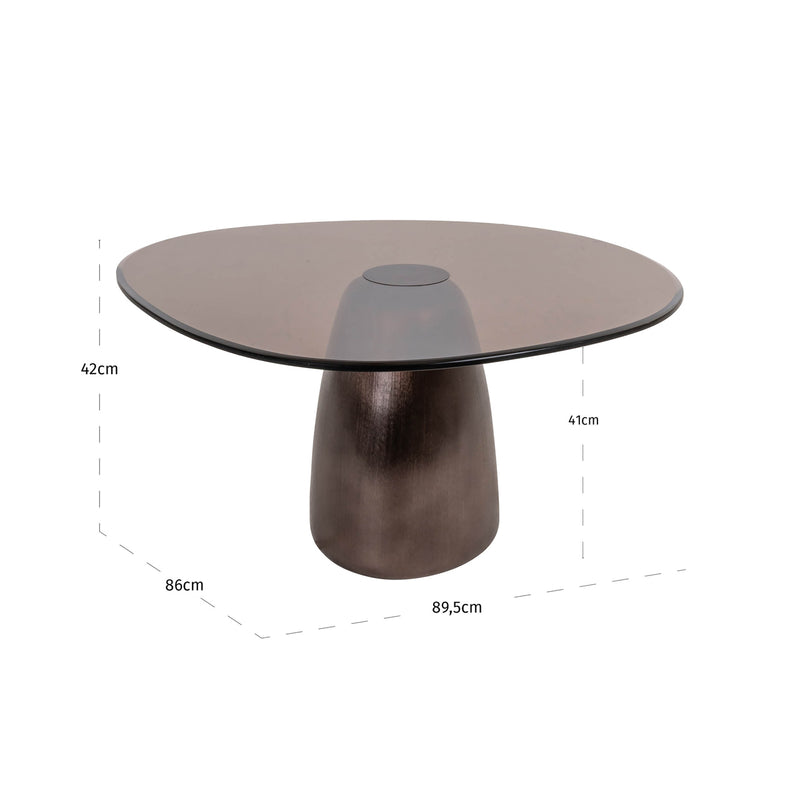Couchtisch Hayden Bronze – Aluminium & Glas, runde Form, 89,5 cm
