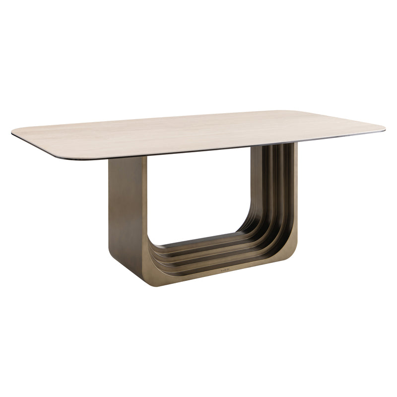 Esstisch Maxfield 200x100 cm beige, Keramikplatte auf Eisengestell