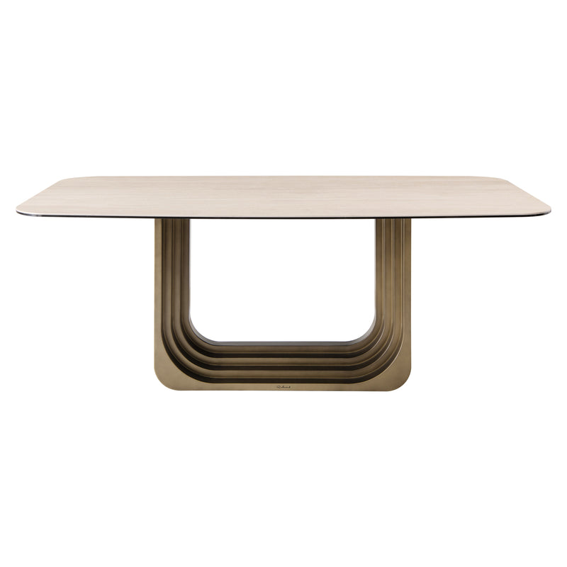 Esstisch Maxfield 200x100 cm beige, Keramikplatte auf Eisengestell