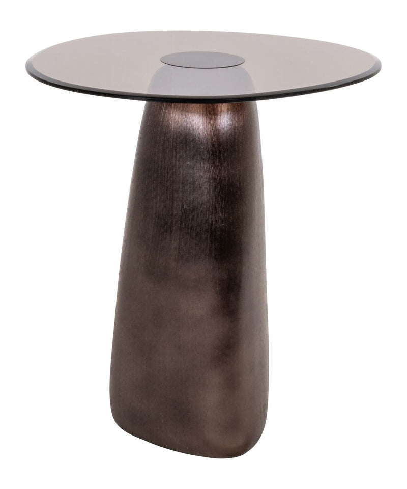 Beistelltisch Hayden Bronze aus Aluminium mit Sicherheitsglas