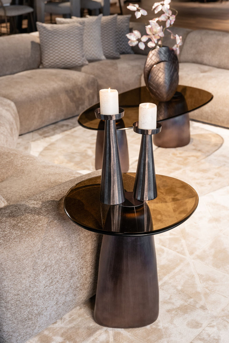 Beistelltisch Hayden Bronze aus Aluminium mit Sicherheitsglas