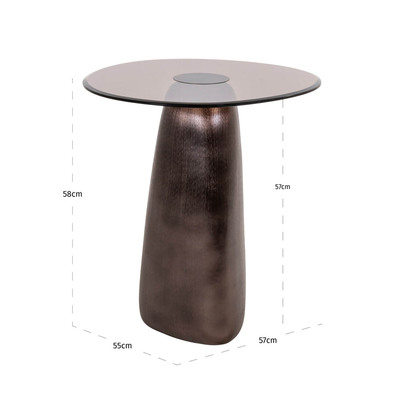 Beistelltisch Hayden Bronze aus Aluminium mit Sicherheitsglas
