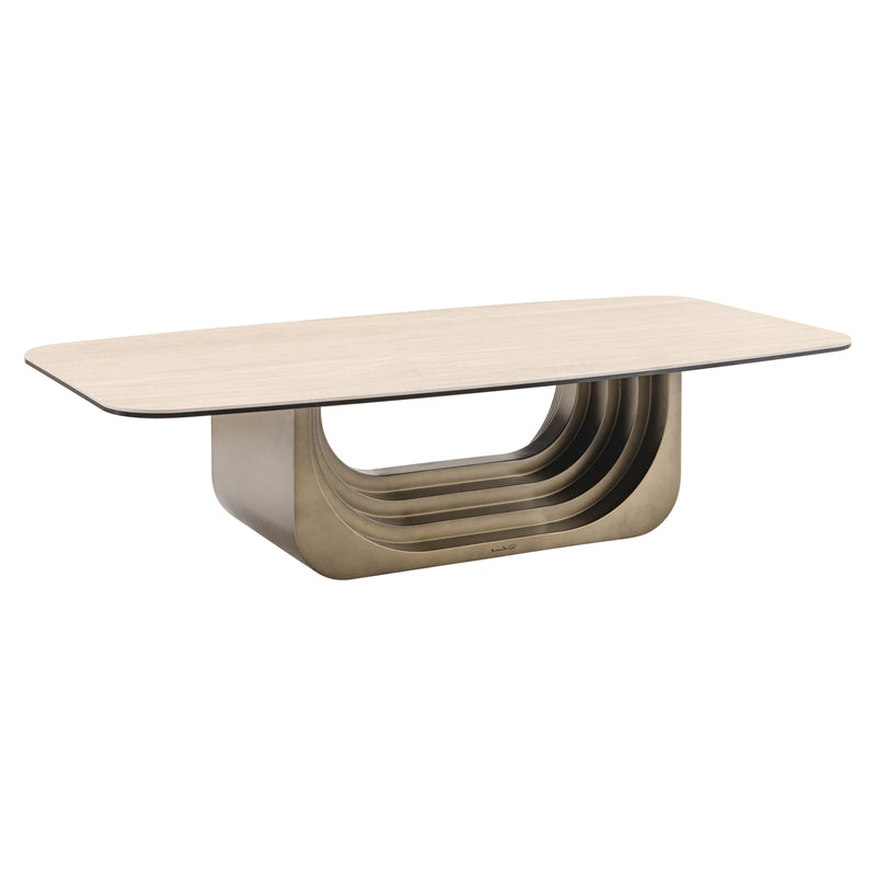 Couchtisch Maxfield beige mit wendbarer Platte aus Glas und Keramik