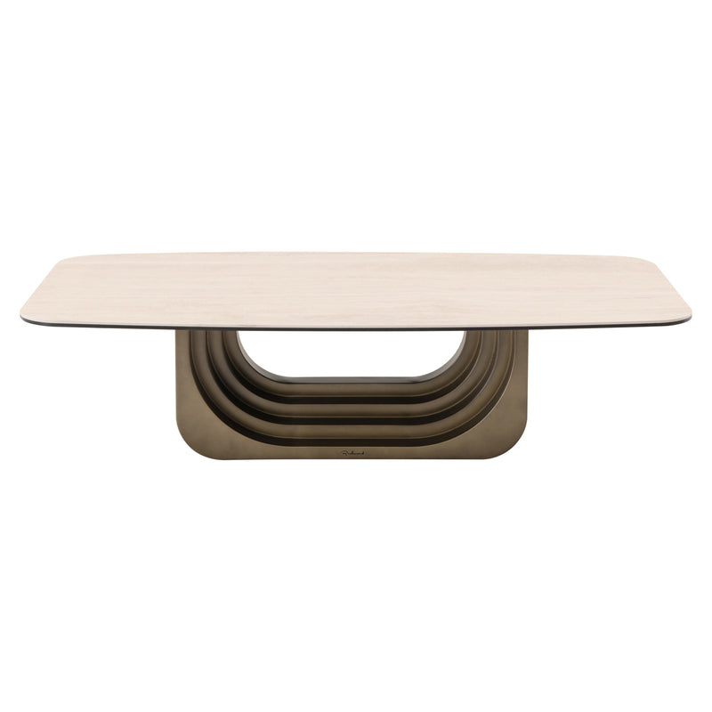 Couchtisch Maxfield beige mit wendbarer Platte aus Glas und Keramik
