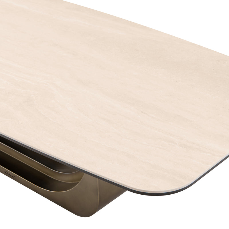 Couchtisch Maxfield beige mit wendbarer Platte aus Glas und Keramik