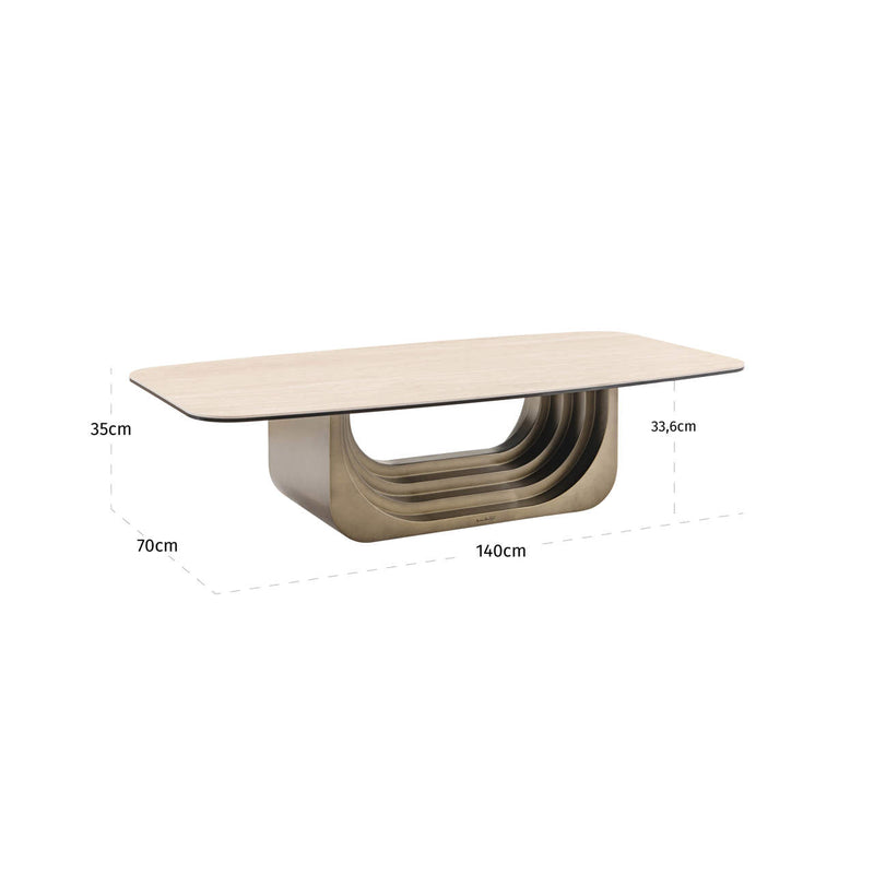 Couchtisch Maxfield beige mit wendbarer Platte aus Glas und Keramik