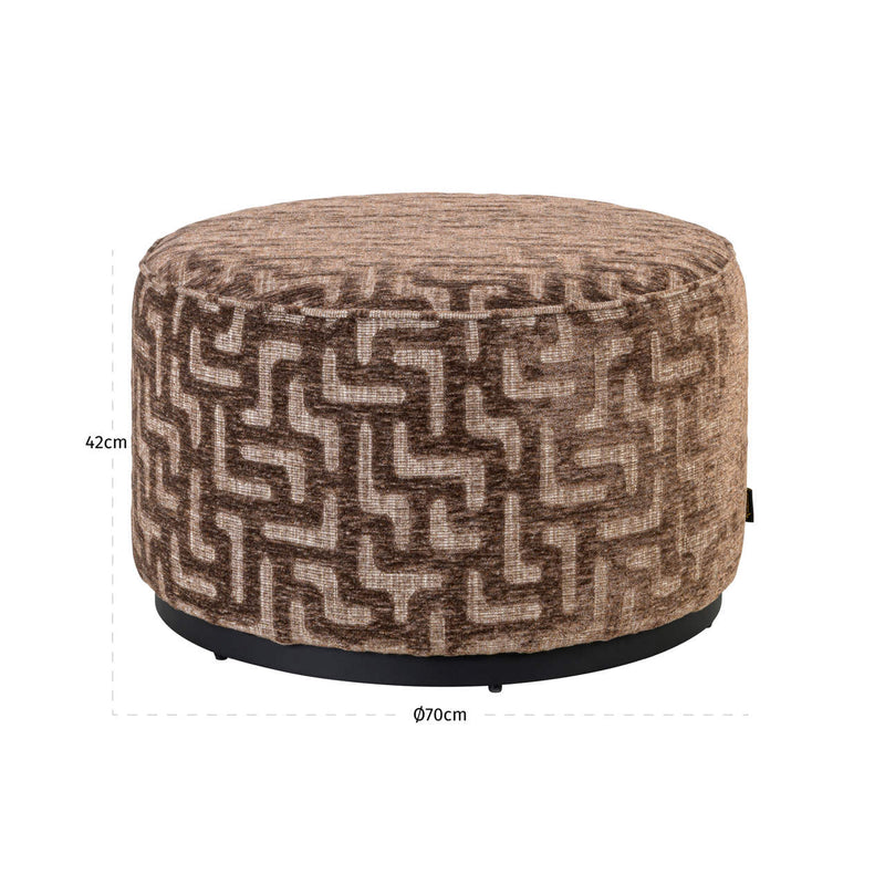 Hocker & Fußbank Lexie Brown Labyrinth Ø70 cm – runder Pouf