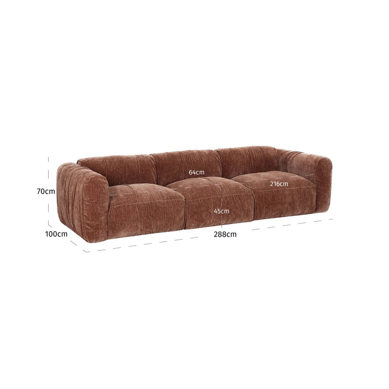 Sofa Monty be straight Coffee – XL-3-Sitzer, Eschefurnier, 288 cm
