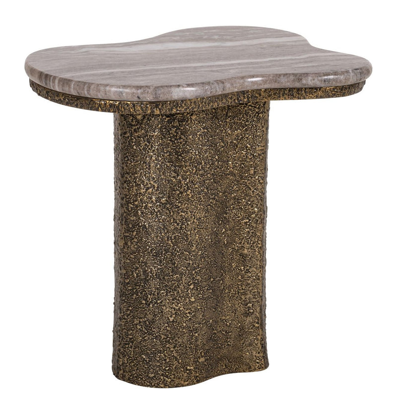 Beistelltisch Abandos brass antique mit Marmorplatte Richmond