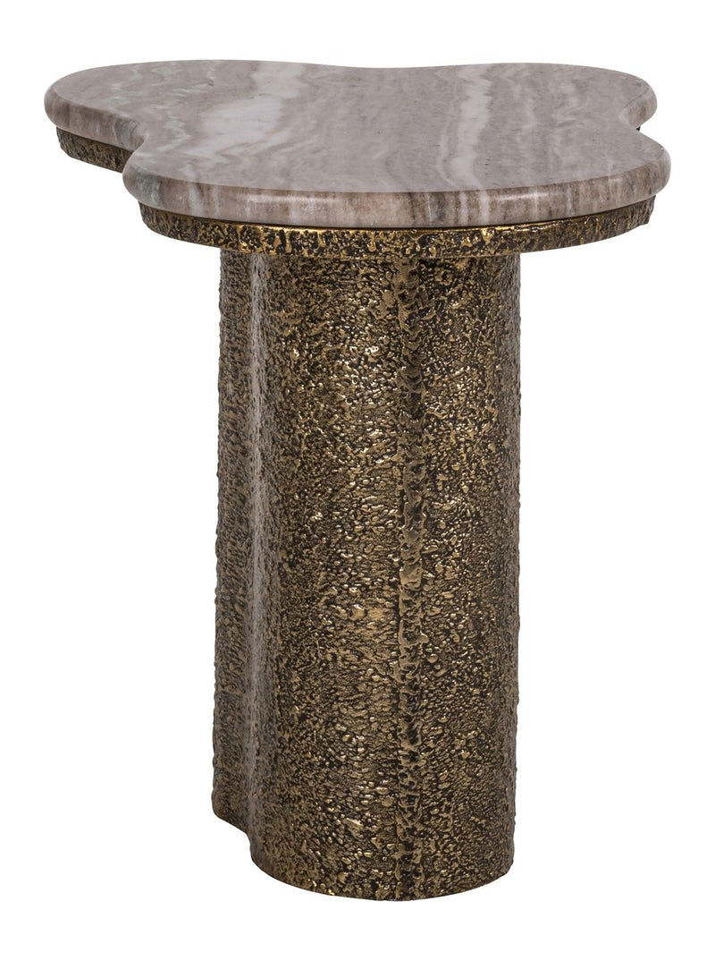 Beistelltisch Abandos brass antique mit Marmorplatte Richmond