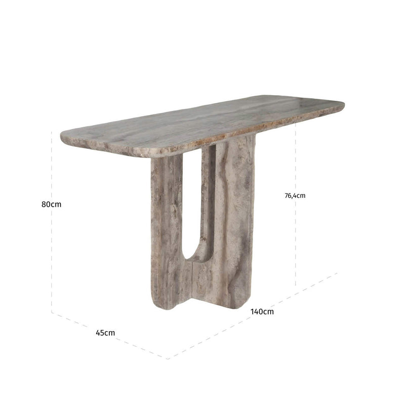 Konsole Westin Grey – Travertin-Konsole mit skulpturalem Design